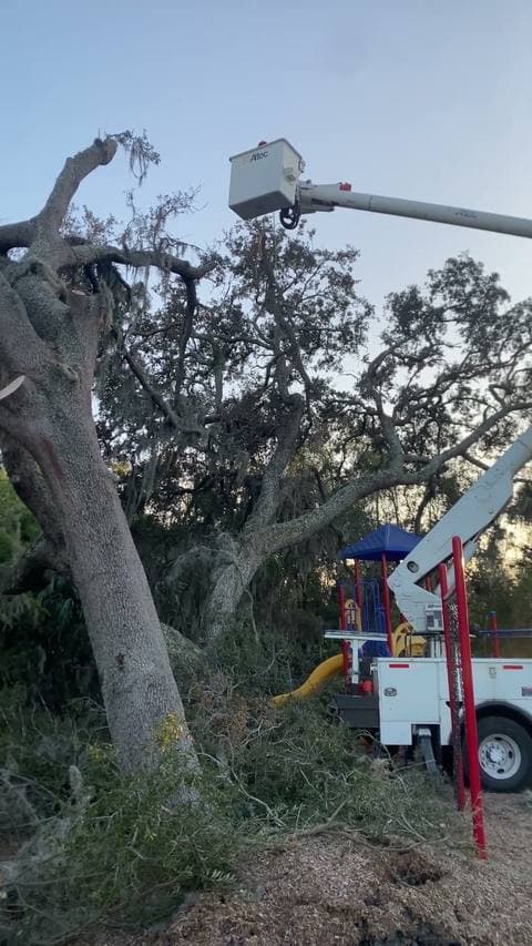 Playground cleanup after Hurricane Milton